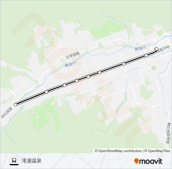 道の駅おんねゆ温泉～滝湯温泉 バスの路線図