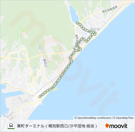 34 ターミナル資料館線（汐平団地経由） バスの路線図