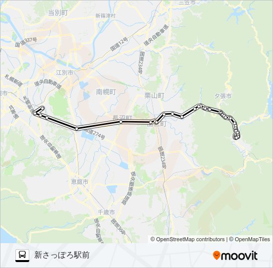 札幌急行線 バスの路線図