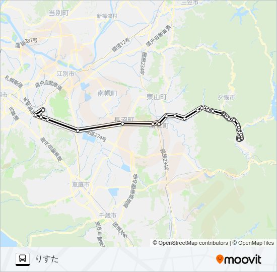 札幌急行線 バスの路線図