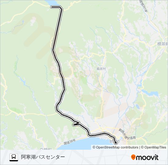阿寒線［冬季］ バスの路線図