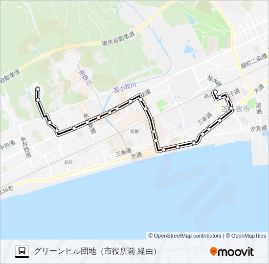 10 グリーンヒル団地線 バスの路線図