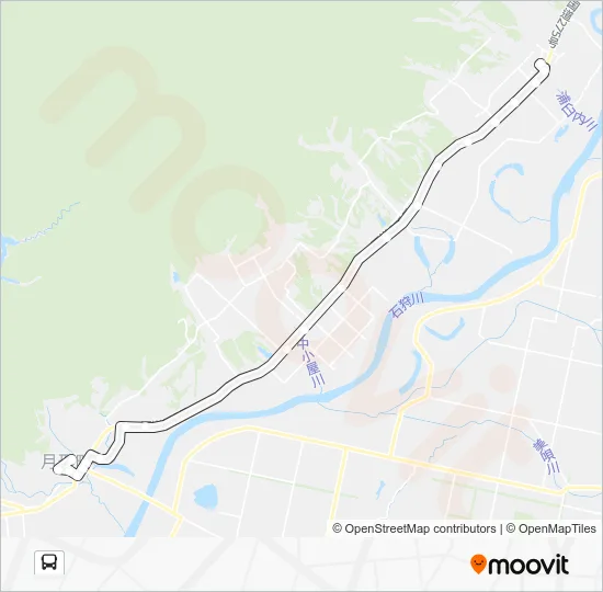 月形駅→浦臼駅 Bus Line Map