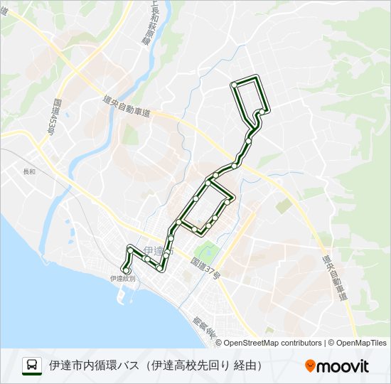 伊達駅前～東関内 バスの路線図