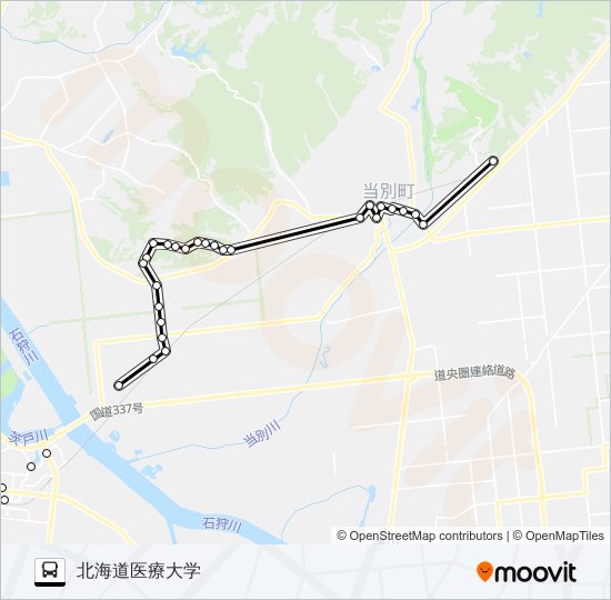 あいの里金沢線 バスの路線図