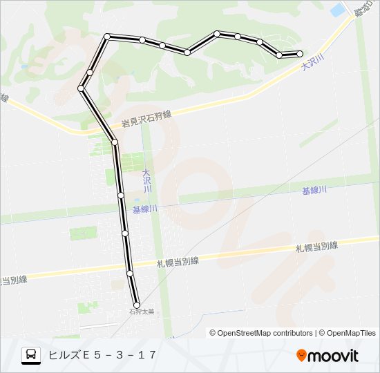 あいの里金沢線 バスの路線図