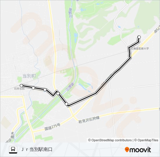 あいの里金沢線 バスの路線図