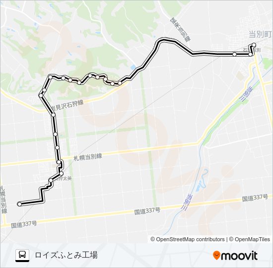 あいの里金沢線 バスの路線図