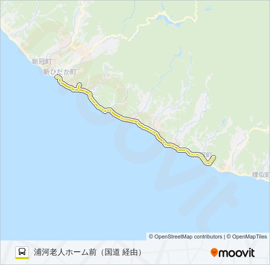 静内～浦河老人ホーム前 bus Line Map