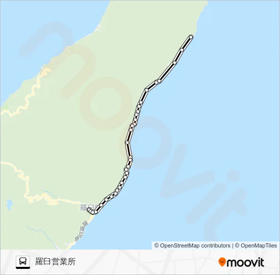 Chienbestu Line [Rausu - Aidomari] Bus Line Map