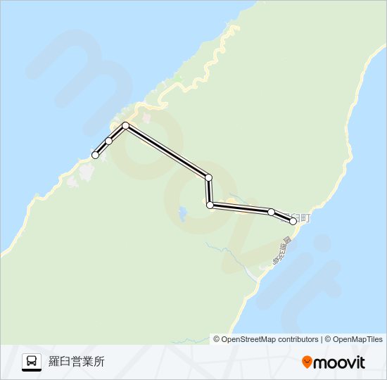 羅臼ウトロ線 バスの路線図