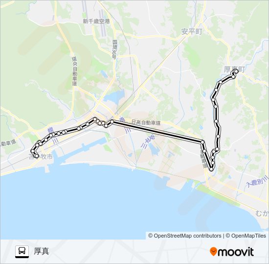 苫小牧線 バスの路線図