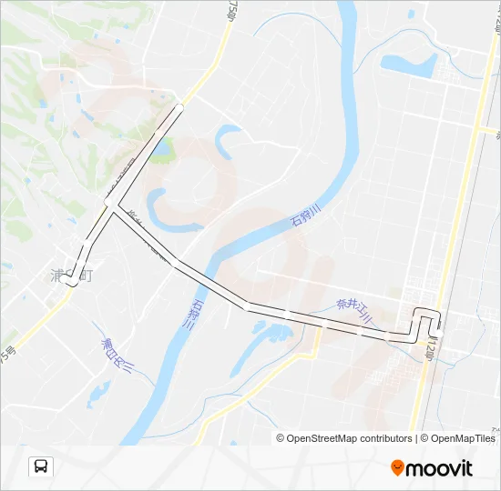 浦臼駅→奈井江駅 Bus Line Map