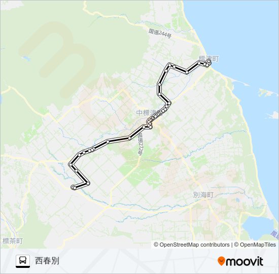 標津標茶線 バスの路線図