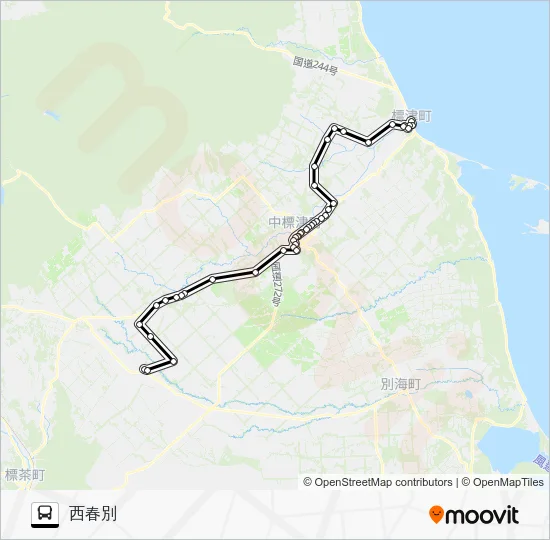 標津標茶線 Bus Line Map