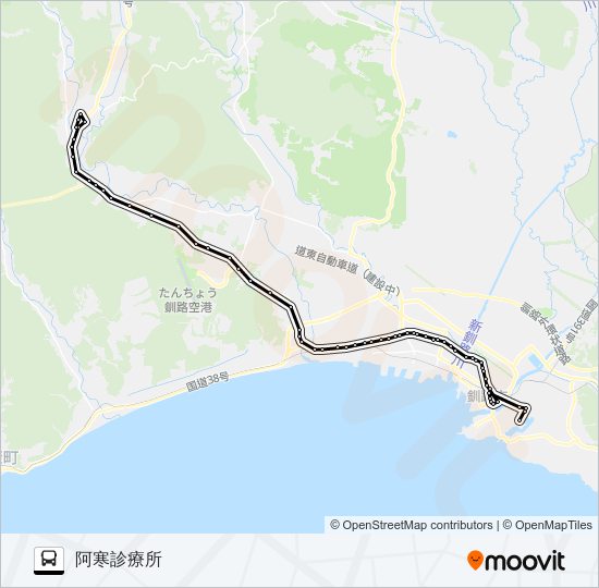 阿寒本町線［大楽毛経由］ Bus Line Map