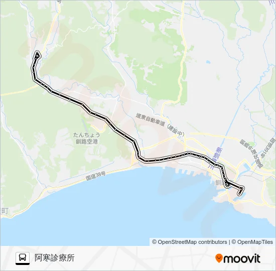 阿寒本町線［大楽毛経由］ バスの路線図