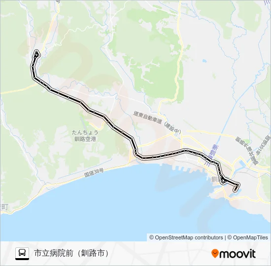 阿寒本町線［大楽毛経由］ バスの路線図