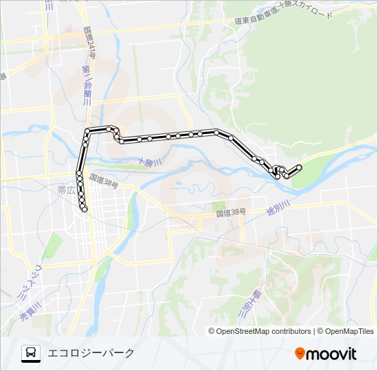 十勝川温泉線 バスの路線図
