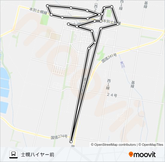 北回り便 バスの路線図