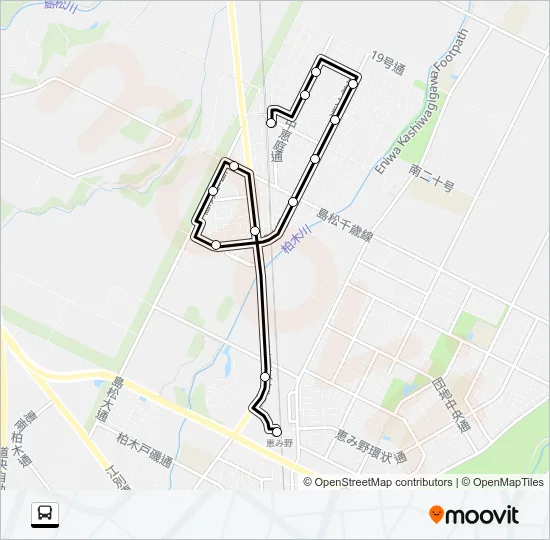 Bコース JR島松駅 > JR恵み野駅西口 Bus Line Map