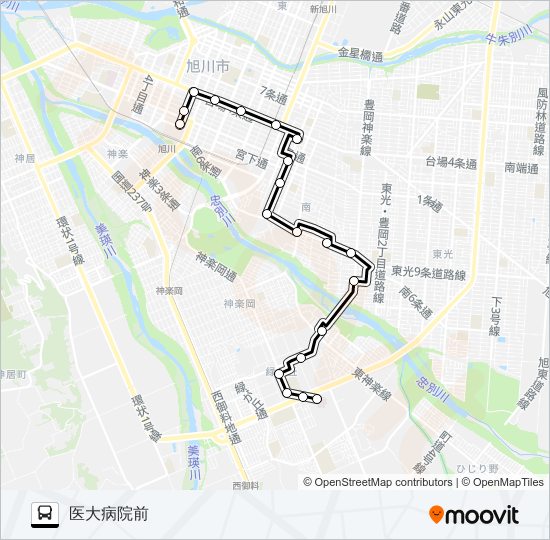 医大病院 bus Line Map