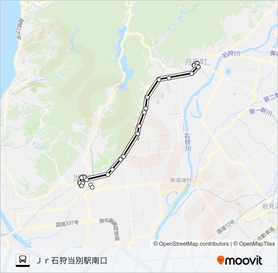 月形当別線 バスの路線図