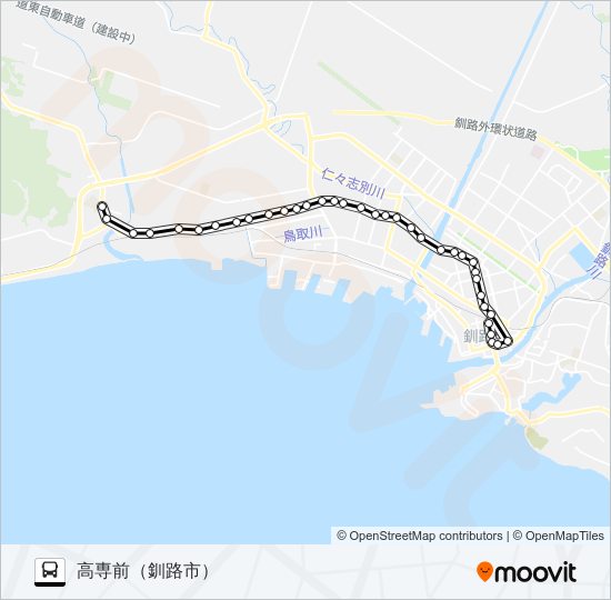 大楽毛線［国道経由］ バスの路線図