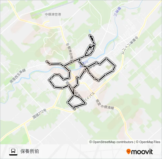 Nakashibetsu Circular Line [Higashi Elementary - BT Loop] Bus Line Map