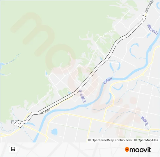 浦臼駅→月形駅　2～5便 Bus Line Map