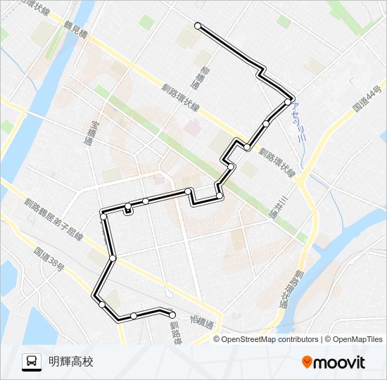 明輝高校線 バスの路線図