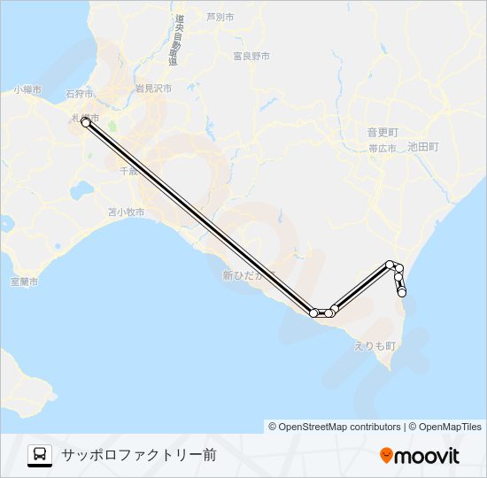 札幌～広尾 バスの路線図