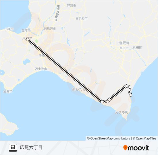 札幌～広尾 バスの路線図