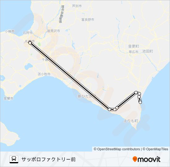 札幌～広尾 バスの路線図