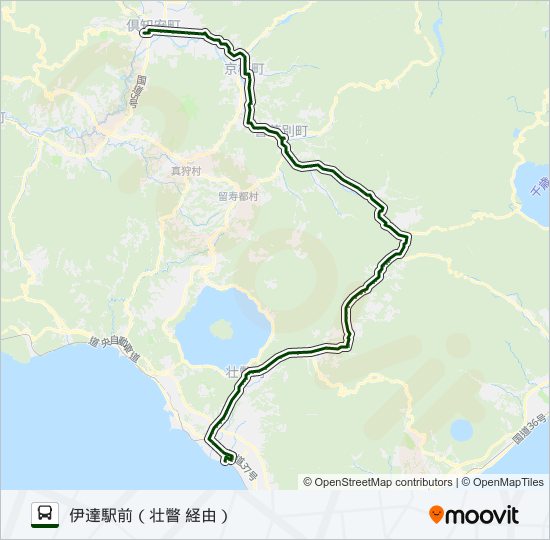 倶知安~京極~喜茂別~大滝~伊達 bus Line Map