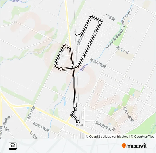 Aコース JR恵み野駅西口 > JR島松駅 Bus Line Map