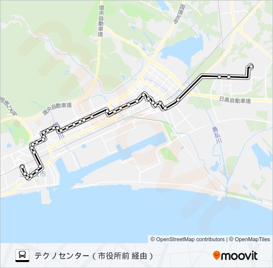 31 苫東工業基地線 バスの路線図