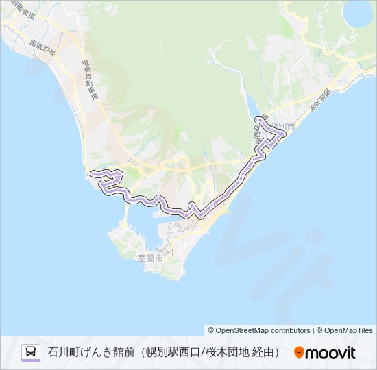 36 げんき館資料館線 bus Line Map