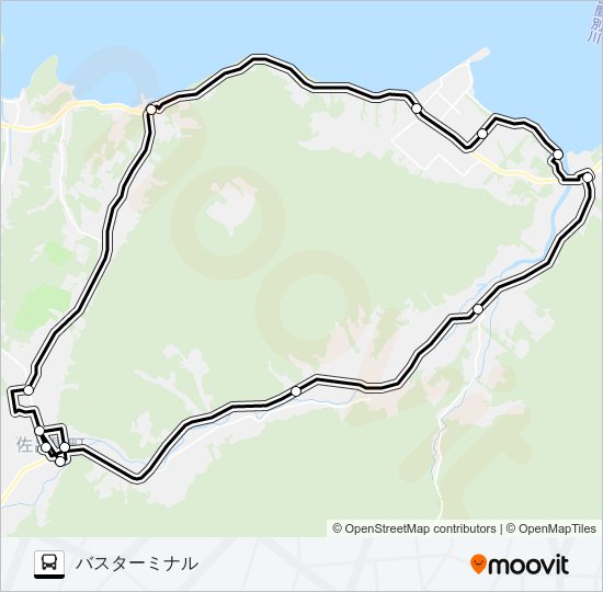 浜佐呂間線 バスの路線図