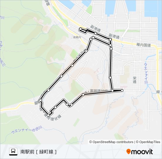 緑町線［南駅循環病院先回り］ バスの路線図