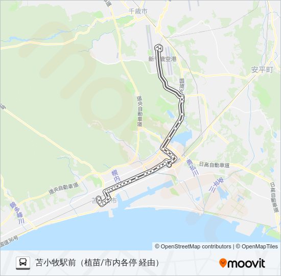 30 千歳空港線 バスの路線図
