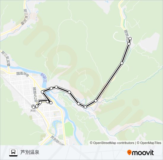 芦別温泉線 bus Line Map