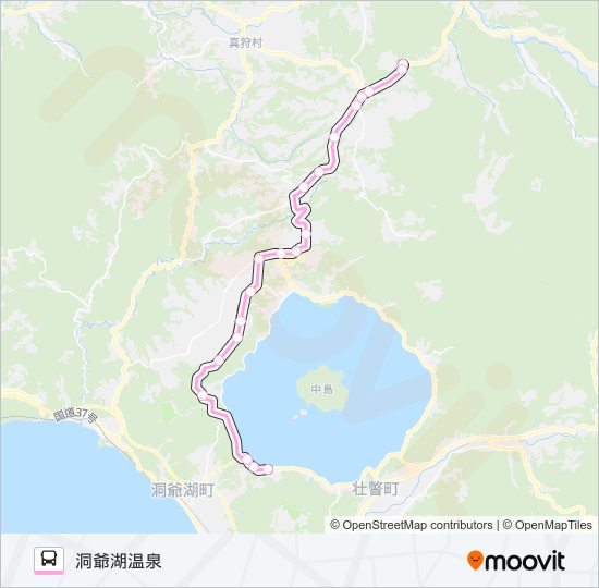 倶知安～真狩～留寿都～洞爺湖温泉 バスの路線図
