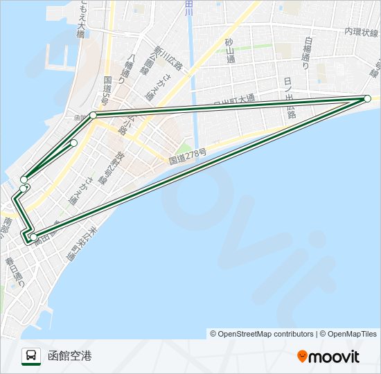 函館空港大沼線 バスの路線図