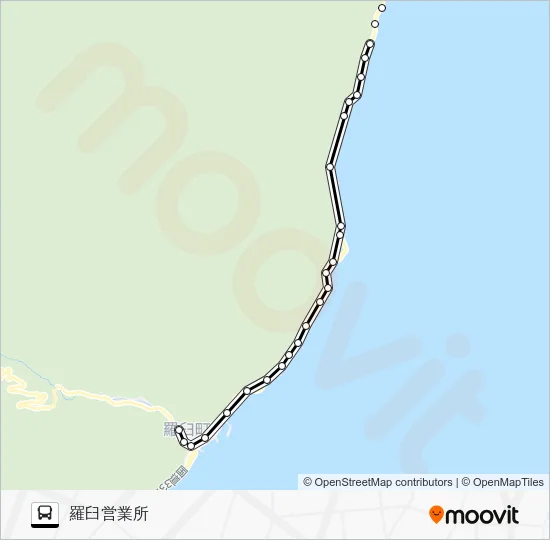 知円別線［相泊～羅臼］ Bus Line Map
