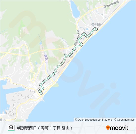 32 幌別駅線（寿町1丁目経由） bus Line Map