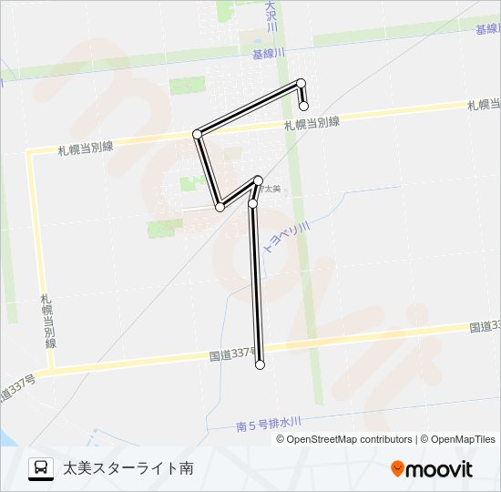 西当別道の駅線 バスの路線図