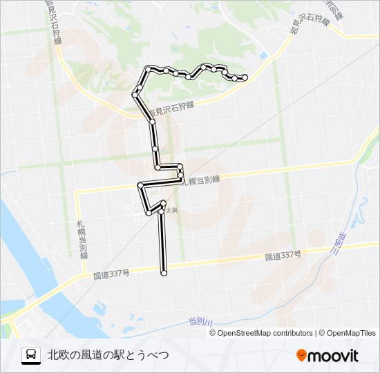 西当別道の駅線 バスの路線図
