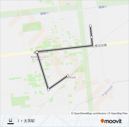 西当別道の駅線 バスの路線図