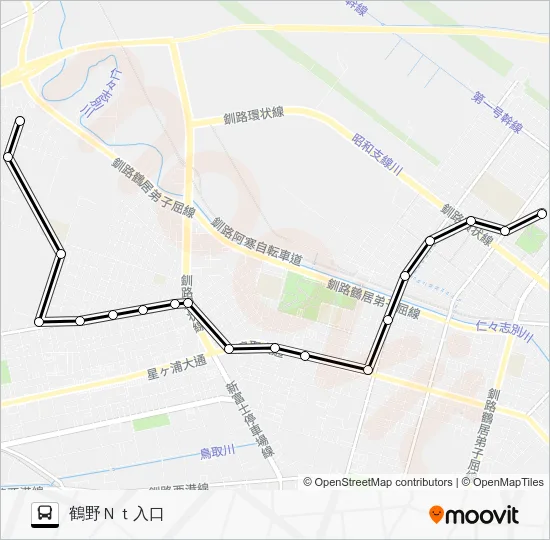 イオン鶴野線 Bus Line Map